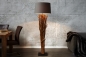 Preview: Design Treibholz Stehlampe AURA - 180cm grau mit Leinen Schirm