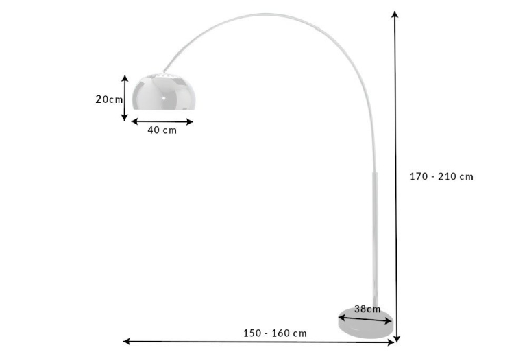 Ausziehbare Bogenlampe BOW - 170-210cm silber Stehlampe